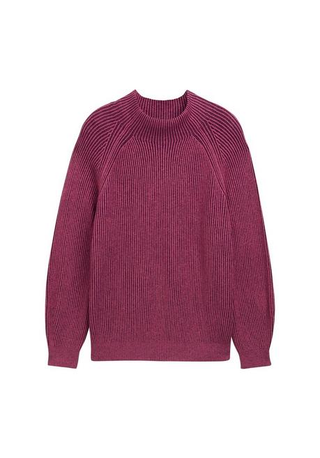 TOM TAILOR Plus Pullover Im Rippstrick, Mit Stehkragen - Beere Sheego