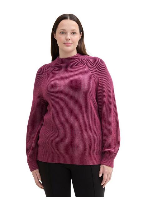 TOM TAILOR Plus Pullover im Rippstrick, mit Stehkragen - beere sheego TOM TAILOR Plus Pullover im Rippstrick, mit Stehkragen - beere sheego