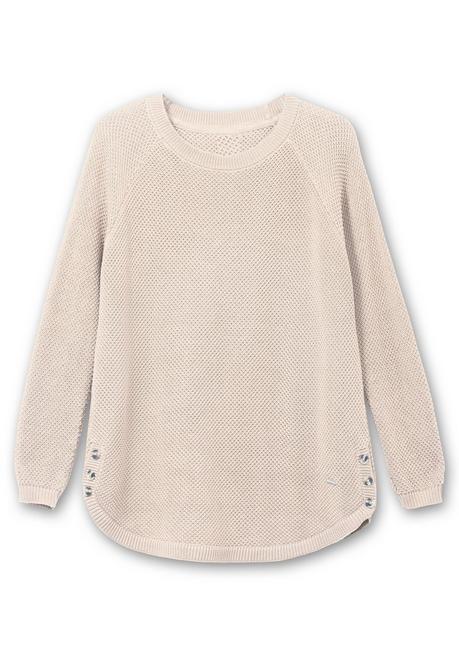 Sheego Pullover Im Strukturstrick, Mit Zierknöpfen Seitlich - Beigefarben Sheego