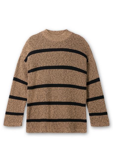 Sheego Pullover In Boxy-Form, Mit Streifenmuster - Cappuccino-schwarz Sheego