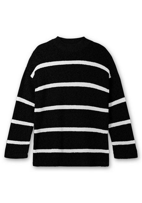 Sheego Pullover In Boxy-Form, Mit Streifenmuster - Schwarz-weiß Sheego