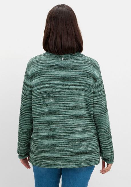 Sheego Pullover In Flammgarn-Struktur - Tiefgrün Sheego