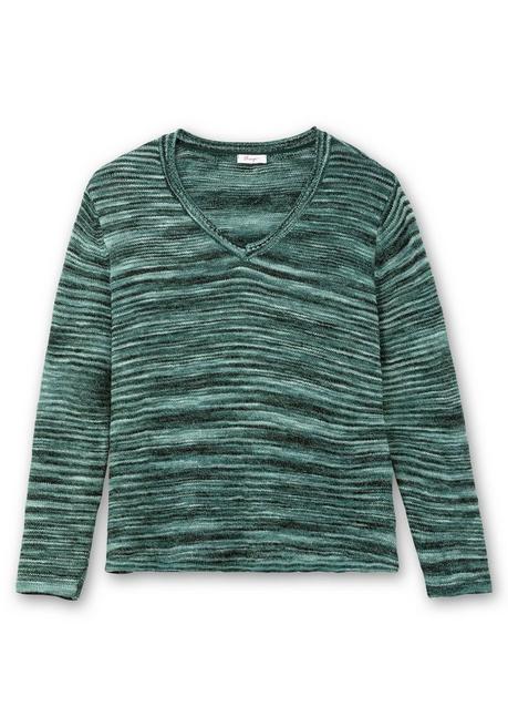 Sheego Pullover In Flammgarn-Struktur - Tiefgrün Sheego