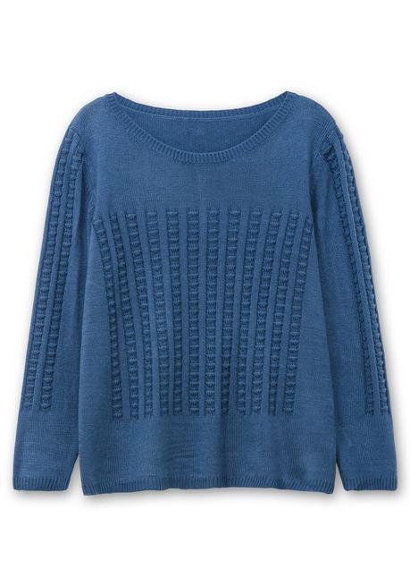 Sheego Pullover Mit 3D-Strickmuster - Jeansblau Sheego
