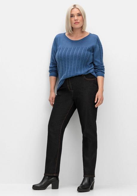 Sheego Pullover Mit 3D-Strickmuster - Jeansblau Sheego