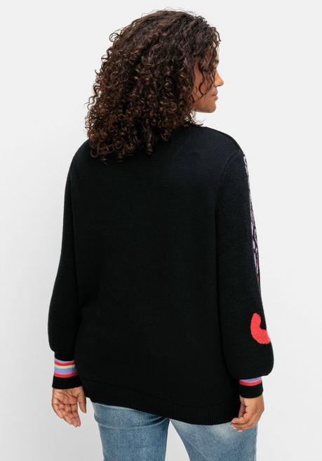 Sheego By Joe Browns Pullover Mit Animalmotiv Und Ballonärmeln - Schwarz Gemustert Sheego