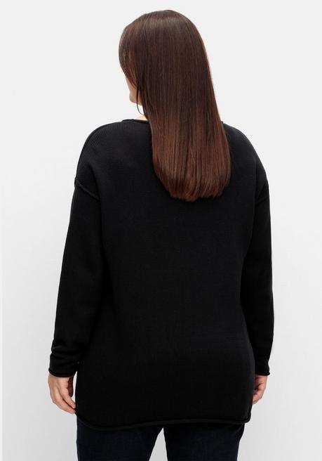 Sheego Pullover Mit Außenliegenden Nähten - Schwarz Sheego