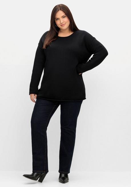 Sheego Pullover Mit Außenliegenden Nähten - Schwarz Sheego