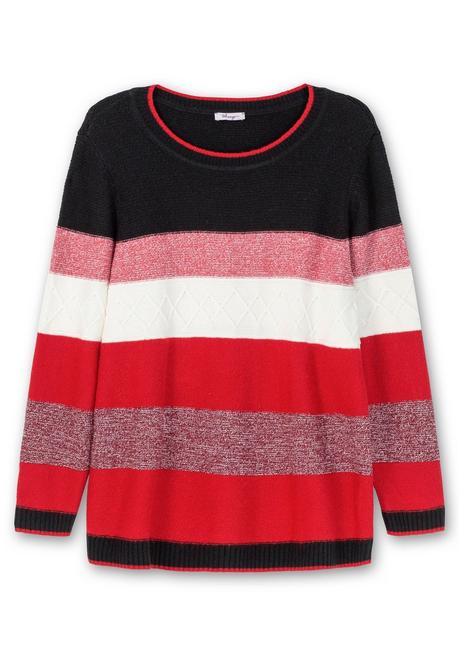 Sheego Pullover Mit Blockstreifen - Schwarz Meliert Sheego