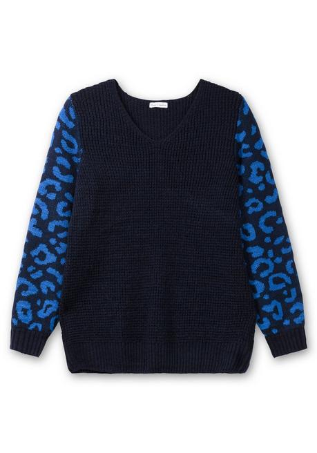 Sheego By Joe Browns Pullover Mit Gemusterten Ballonärmeln - Tiefblau Gemustert Sheego