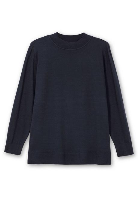 Sheego Pullover Mit Geripptem Stehkragen - Tiefblau Sheego