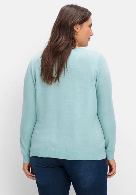 Sheego Pullover Mit Gerippten Abschlüssen - Aqua Sheego