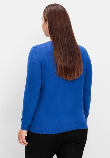 Sheego Pullover Mit Gerippten Abschlüssen - Royalblau Sheego