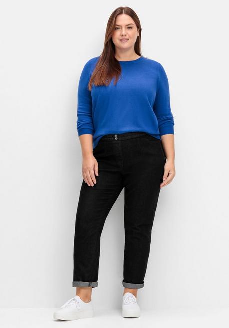 Sheego Pullover Mit Gerippten Abschlüssen - Royalblau Sheego