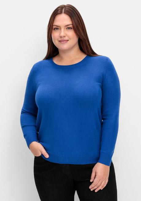 Sheego Pullover Mit Gerippten Abschlüssen - Royalblau Sheego