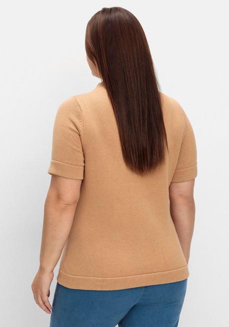 Sheego Pullover Mit Halbarm Und Stehkragen - Camelfarben Sheego