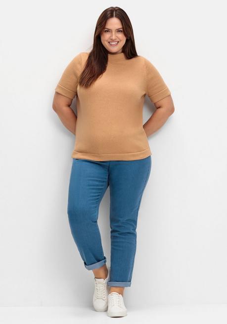 Sheego Pullover Mit Halbarm Und Stehkragen - Camelfarben Sheego