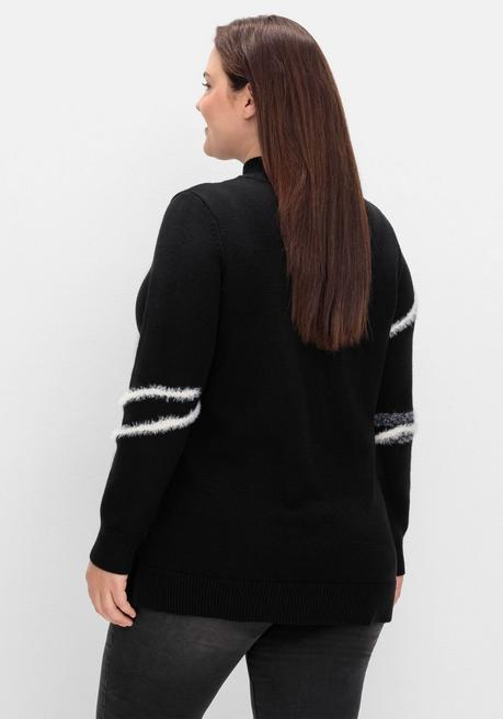 Sheego Pullover Mit Intarsienmuster Aus Flauschgarn - Schwarz Gemustert Sheego