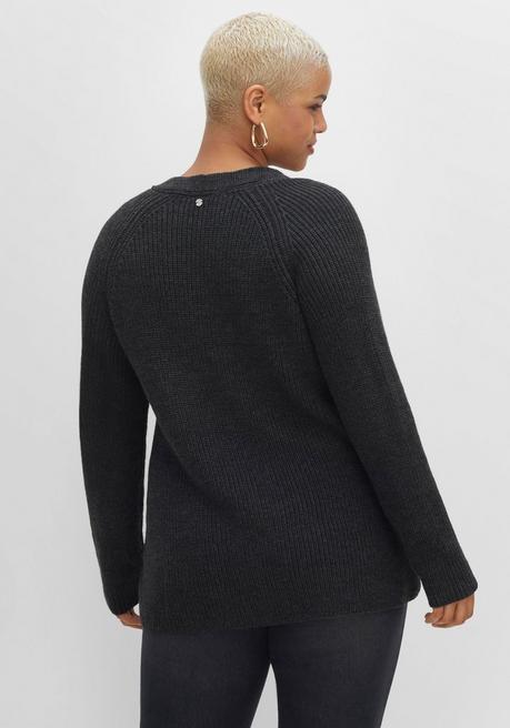 Sheego Pullover Mit Kaschmir, In Leichter A-Linie - Schwarz Meliert Sheego