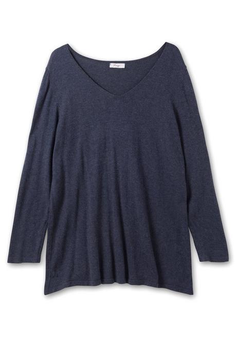 Sheego Pullover Mit Kaschmir Und Ajourstrick-Details - Indigo Meliert Sheego