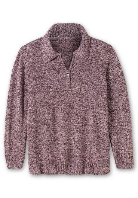 Sheego Pullover Mit Polokragen, In Melierter Optik - Bordeaux Meliert Sheego