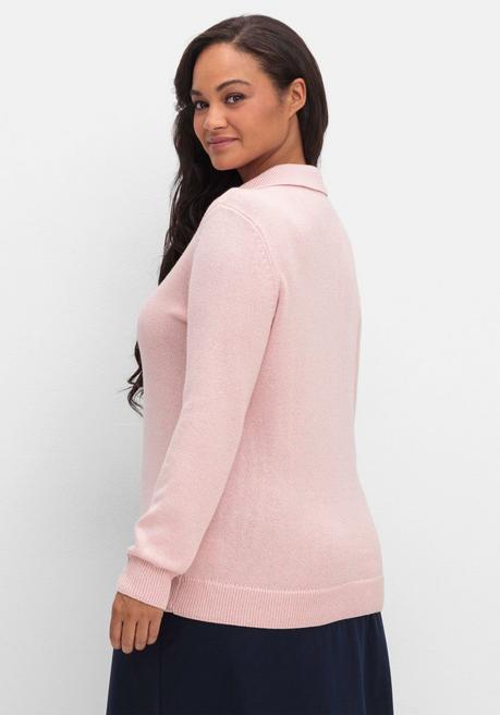 Sheego Pullover Mit Polokragen, In Melierter Optik - Rosenquartz Sheego