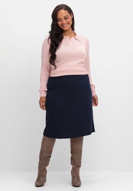 Sheego Pullover Mit Polokragen, In Melierter Optik - Rosenquartz Sheego