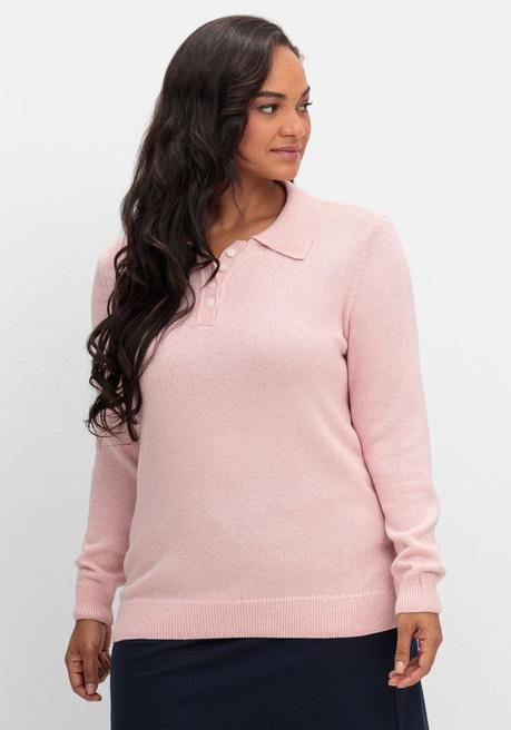 Sheego Pullover Mit Polokragen, In Melierter Optik - Rosenquartz Sheego