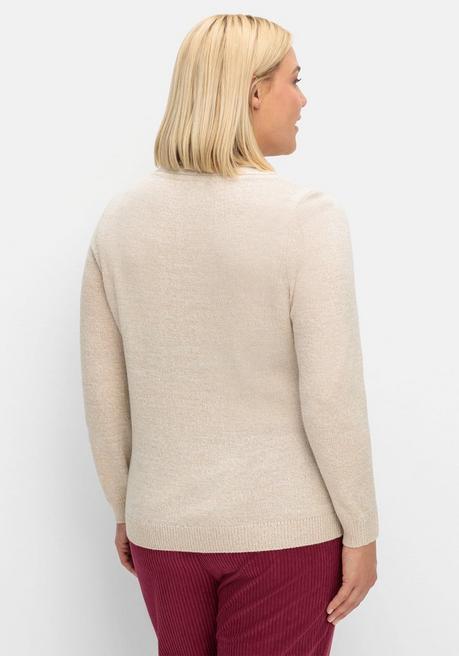 Sheego Pullover Mit Raffiniertem V-Ausschnitt - Beigefarben Meliert Sheego