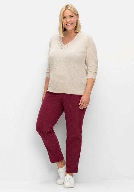 Sheego Pullover Mit Raffiniertem V-Ausschnitt - Beigefarben Meliert Sheego