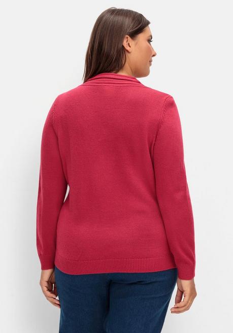 Sheego Pullover Mit Raffiniertem V-Ausschnitt - Himbeere Sheego