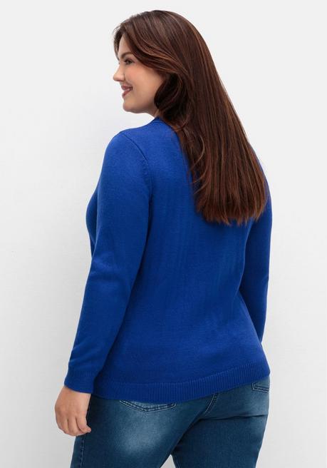 Sheego Pullover Mit Raffiniertem V-Ausschnitt - Royalblau Sheego