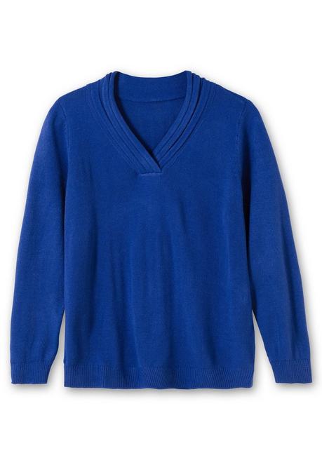 Sheego Pullover Mit Raffiniertem V-Ausschnitt - Royalblau Sheego