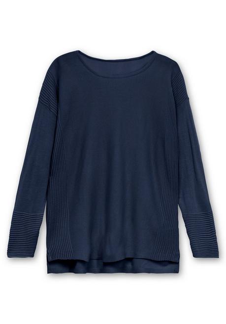 Sheego Pullover Mit Rundhalsausschnitt Und Ripp-Details - Marine Sheego