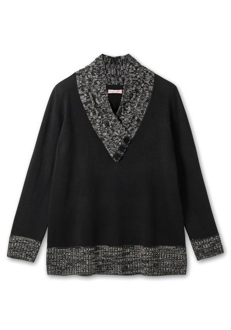 Sheego By Joe Browns Pullover Mit Schalkragen Und Grobstrick-Partien - Schwarz Sheego
