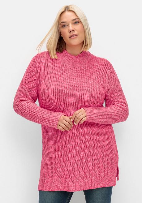 Sheego Pullover Mit Stehkragen, Im Patentstrick - Pink Sheego