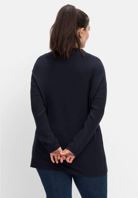 Sheego Pullover Mit Stehkragen, In Flauschiger Qualität - Nachtblau Sheego