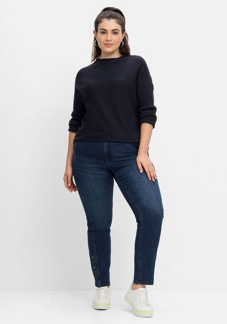 Sheego Pullover Mit Stehkragen, In Flauschiger Qualität - Nachtblau Sheego