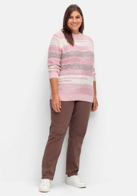 Sheego Pullover Mit Stehkragen Und Blockstreifen - Altrosé Meliert Sheego