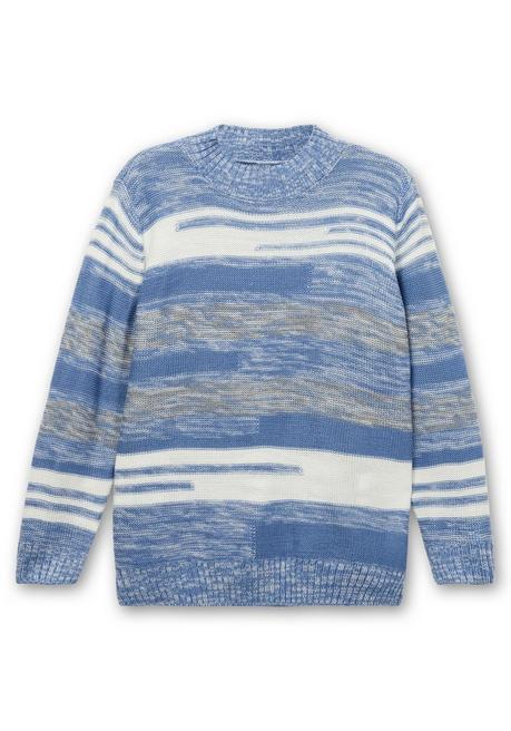 Sheego Pullover Mit Stehkragen Und Blockstreifen - Blau Meliert Sheego