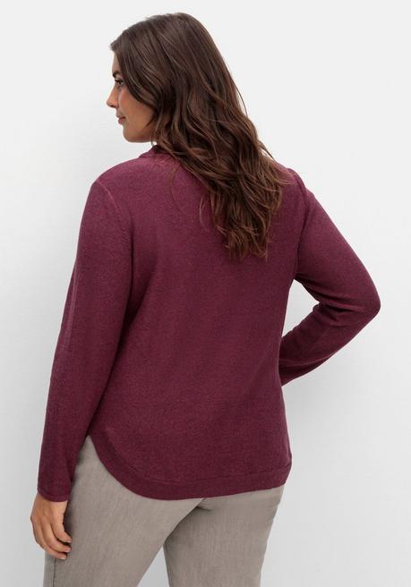 Sheego X Collection L. Pullover Mit Stehkragen Und Gerundetem Saum - Bordeaux Sheego
