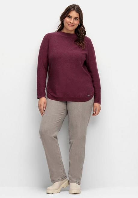 Sheego X Collection L. Pullover Mit Stehkragen Und Gerundetem Saum - Bordeaux Sheego