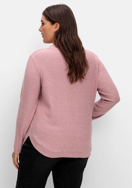 Sheego X Collection L. Pullover Mit Stehkragen Und Gerundetem Saum - Rosé Sheego