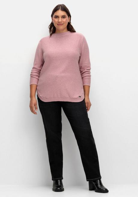 Sheego X Collection L. Pullover Mit Stehkragen Und Gerundetem Saum - Rosé Sheego