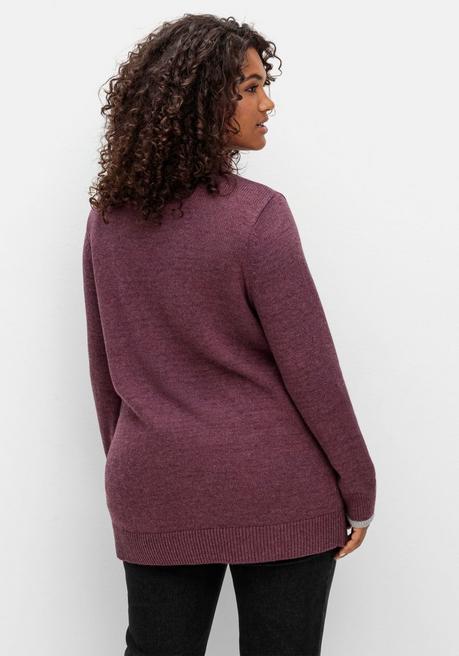 Sheego Pullover Mit Stehkragen Und Kaschmiranteil - Brombeer Meliert Sheego