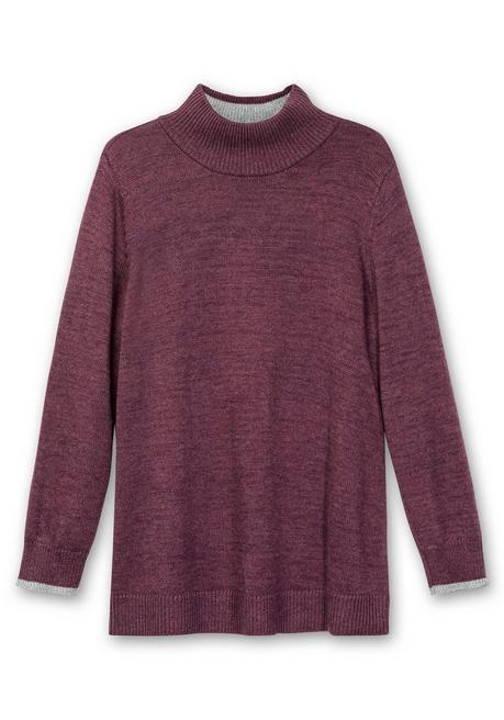 Sheego Pullover Mit Stehkragen Und Kaschmiranteil - Brombeer Meliert Sheego