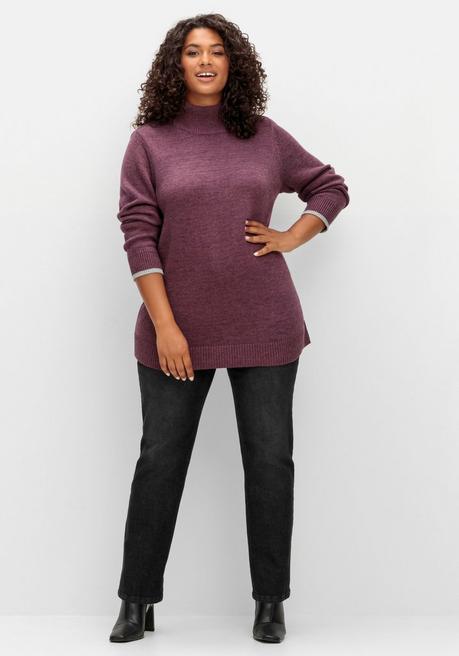 Sheego Pullover Mit Stehkragen Und Kaschmiranteil - Brombeer Meliert Sheego