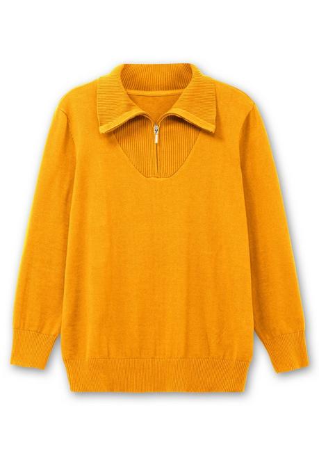 Sheego Pullover Mit Troyerkragen Und Reißverschluss - Ocker Sheego