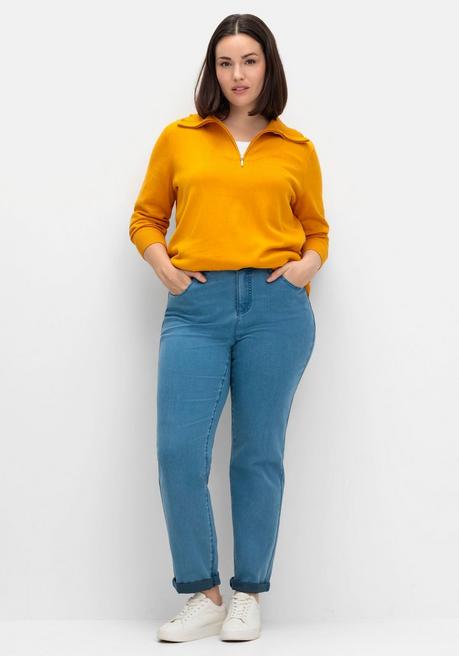 Sheego Pullover Mit Troyerkragen Und Reißverschluss - Ocker Sheego