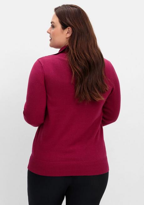 Sheego Pullover Mit Troyerkragen Und Reißverschluss - Weinrot Sheego
